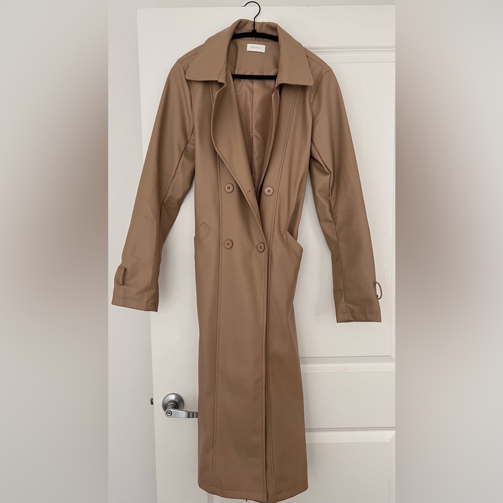 Meskhi Long Leather Trench Coat